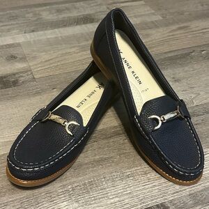 Anne Klein Navy Pebble Loafers
